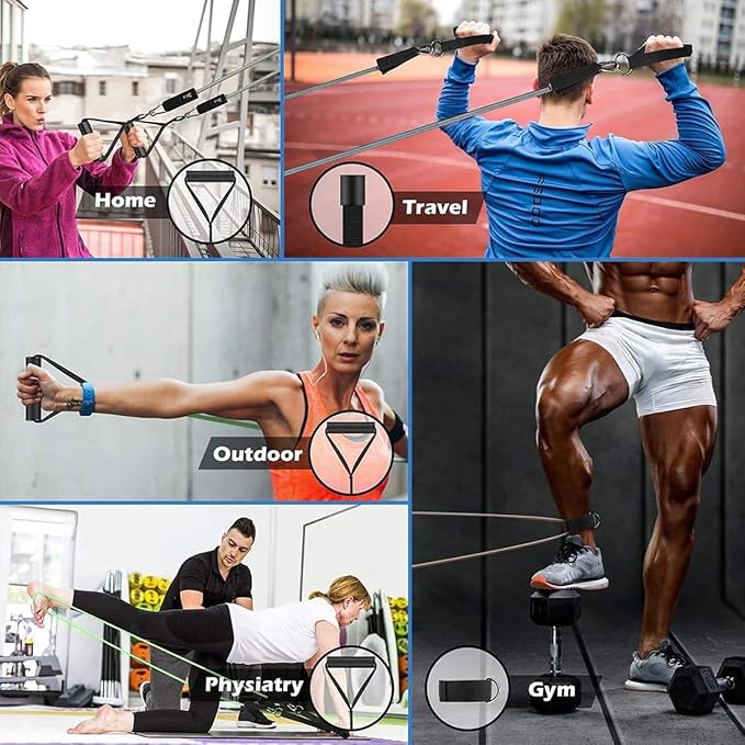 VEICK Resistance Bands, Exercise Bands for Working Out with Handles, Elastic Workout Bands for Men Women, Exercising Bands for Strength Training Equipment at Home Gym