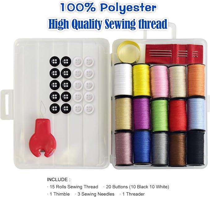 Mini Sewing Kit, Portable Sewing Kit, Portable Travel Sewing Box Kit for Adults Supplies Repair Project,1 Pack
