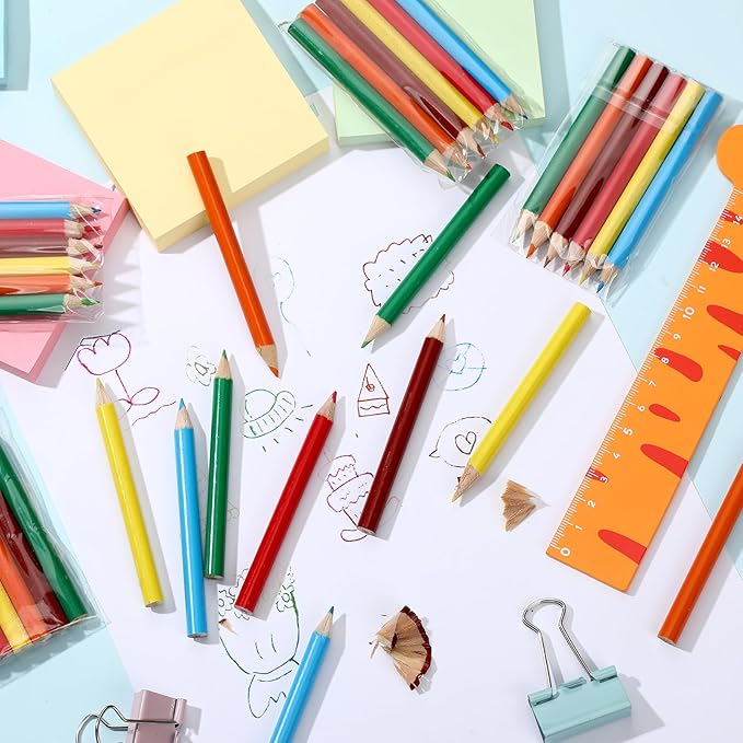 Cholemy Mini Colored Pencils 3.5 Inch Portable Short Color Pencil Bulk Coloring Pencils Pre Sharpened Drawing Colored Pencil for Painting Gift 6 Color