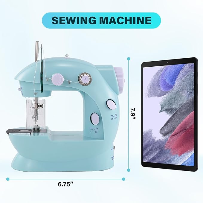 Sewing Machine for Beginners with Expansion Table and Foot Pedal and 42Pcs Sewing kit Finger Guard & Light Mini Small Portable Sewing Machines 2-Thread 2-Speed 2-Switches for Kids Ages 8-12