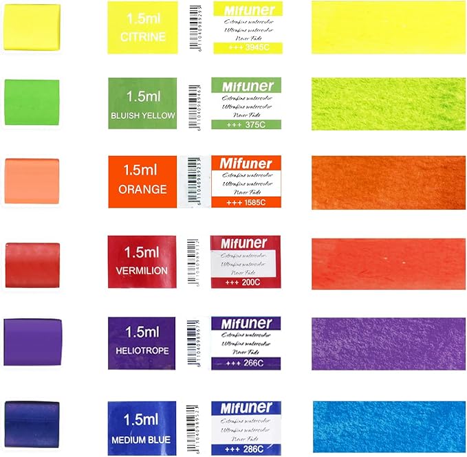 Mini Portable Handmade Artist Watercolor Paint Travel Metallic Box Set with 6 Solid Watercolor Half Pans (Each Capacity Approx 1.5ml).Mix Color 11
