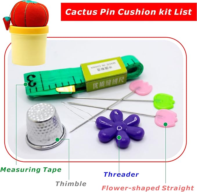 Tomatoes Pin Cushion Sewing Tool Set with Magnetic Storage, Including 50 Cute Flowers Needles, Threader, Thimble ＆Tape Measure, Pin Holder for Sewing DesksApplique & Patchwork Crafter
