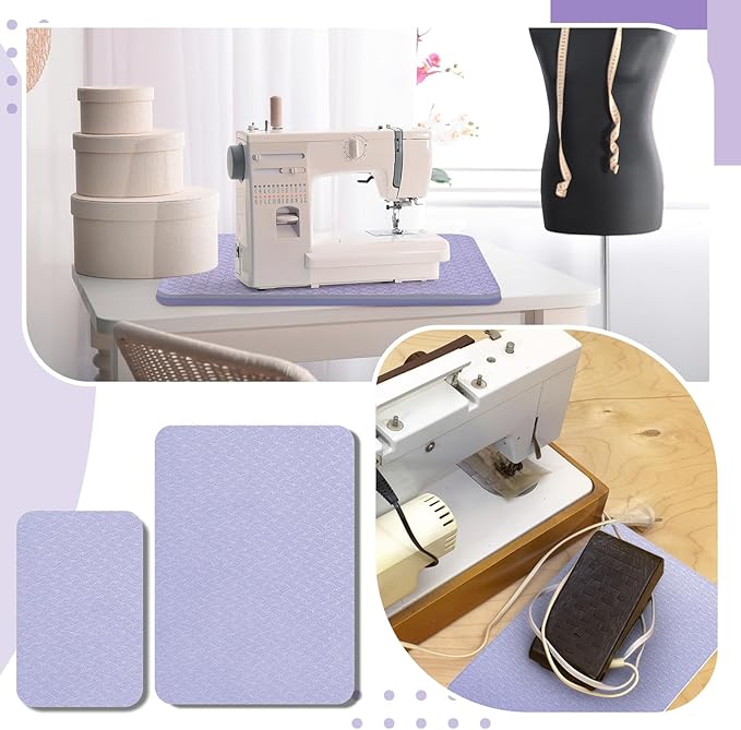 2 Pcs Sewing Machine Muffling Mat Pedal Sewing Mat Reduce Vibrations Noise No Slip Machine Accessories for Quilting(15'' X 20'' and 9'' X 14'',Lavender Purple)