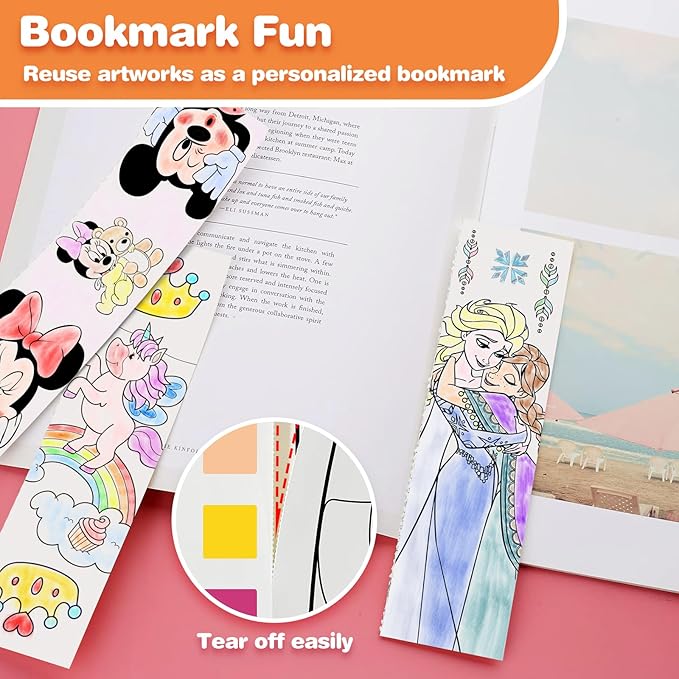 Paint with Water Coloring Books for Kids, Pocket Mess Free Watercolor Painting Kit, Water Color Paint Set Arts and Crafts Gift for Girls Ages 4 5 6 7 8+, Travel Activity Toy - Princess