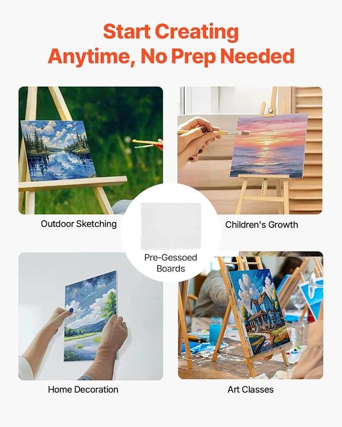 VEVOR Canvas Boards for Painting, 11 x 14 Inch White Canvases for Painting, 12 Pack Painting Canvas Panels for Sketching, Acrylic and Oil Painting, Watercolor, Paint Canvas for Kids and Professionals