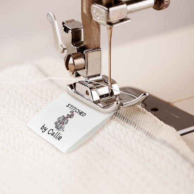 callie Personalized 10-100Pcs Sewing Labels - Custom Birth Flower & Name, Fabric Handmade with Love Sewing Tags for Clothes, Gifts for Knitting DIY Craft Lovers