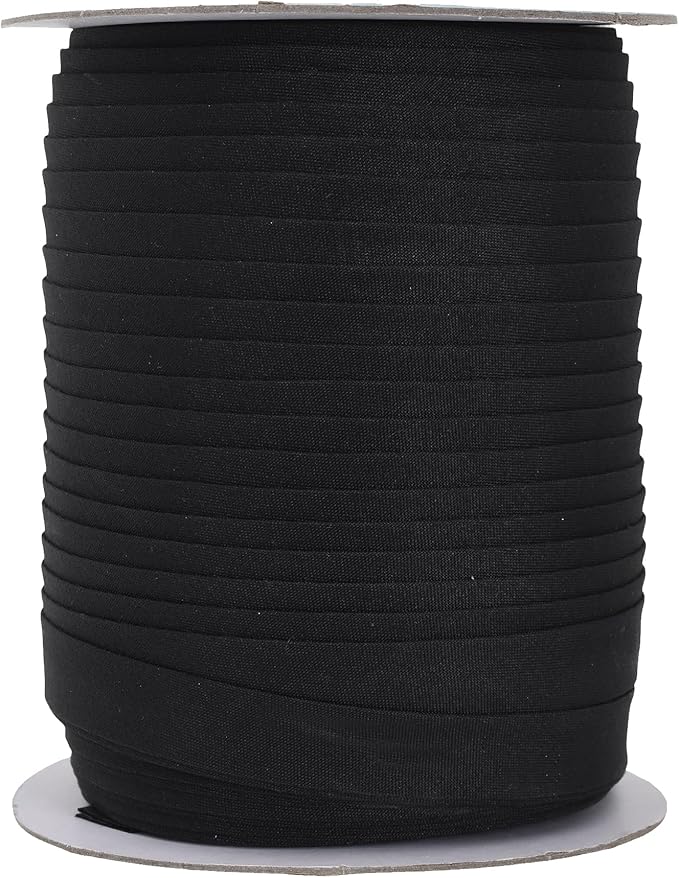 Mandala Crafts 55 Yards 5/8 Inch Black Double Fold Bias Tape for Sewing - Bias Binding Tape for Quilting Binding, Hemming, Seam, and Fabric Piping