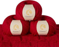 100% Merino Wool Yarn, 3-Ply Luxurious and Soft Yarn for Hand Knitting & Crocheting (Red,3Balls)