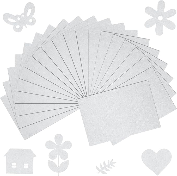 20 Pcs White Felt Fabric Sheet 8" x 12" Assorted Color Felt Fabric Sheets for Crafts DIY Handcraft Sewing Squares Patchwork Nonwoven