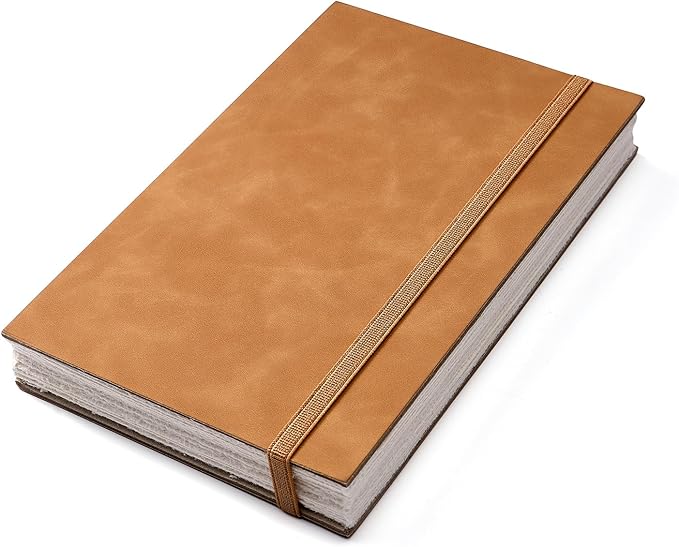 tumuarta Deckle Edge Paper Sketchbook, 92 LB, 150 GSM, 80 Sheets Mixed Media Paper, Acid Free, Handmade Vintage Journal Hardbound Sketch Book for Pencil, Ink, Markers, Acrylic and More (5.5" X 8.5")