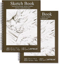 DSTELIN 2 Pack 50 Sheets Spiral Bound Art Sketchbook, 10 x 7.5 Inch 100GSM Acid-Free Drawing Paper, Sketch Books with Cardboard Backing for Artists and Students