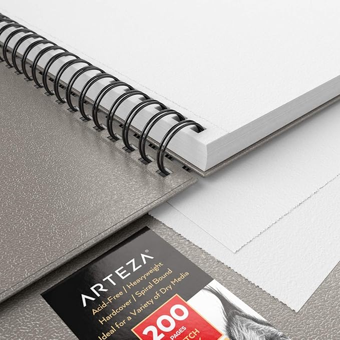 ARTEZA Spiral Sketch Book 9x12 Drawing Pad 2 Pack 100 Sheets Sketch Pads for Drawing for Adults & Teens