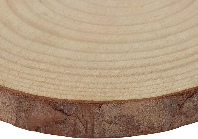 KINJOEK 12 PCS 6-7 Inch Natural Wood Slices with Bark, Unfinished Round Wooden Ornaments Coasters Circles Bulks for Crafts Centerpieces DIY Rustic Wedding Decorations Christmas