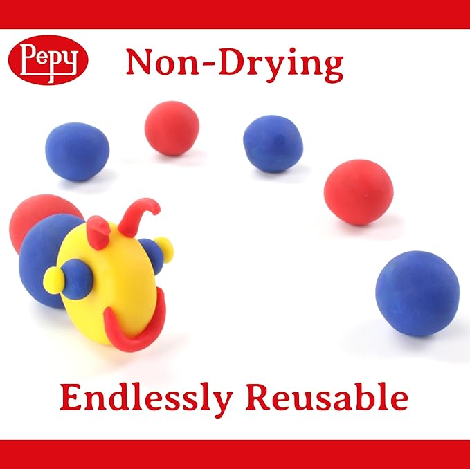 Pepy Plastilina Reusable and Non-Drying Modeling Clay; Set of 48 Bars, 1.4 Ounce Each, 16 Each of 3 Colors, Perfect for Arts and Crafts Projects, Primary Colors …