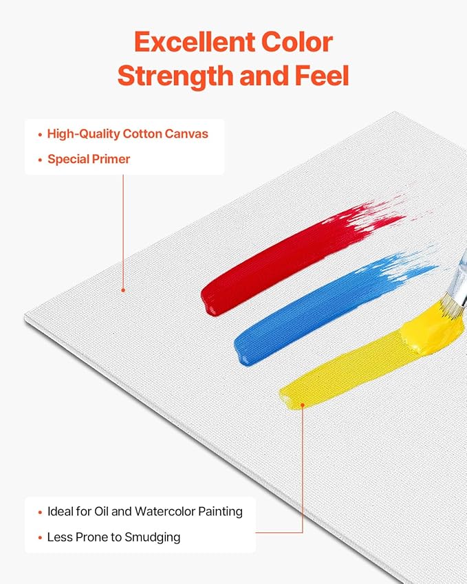 VEVOR Canvas Boards for Painting, 8 x 10 Inch White Canvases for Painting, 24 Pack Painting Canvas Panels for Sketching, Acrylic and Oil Painting, Watercolor, Paint Canvas for Kids and Professionals