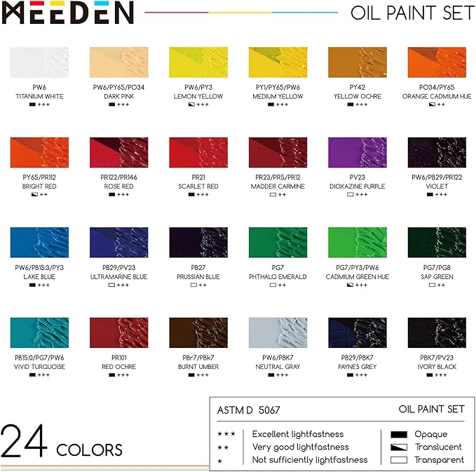 MEEDEN Oil Paint Set, Non-Toxic 24 x 22ml/0.74oz Oil Paints for Canvas Painting