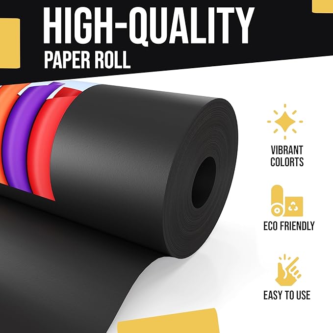 Crown Display Black Kraft Paper Roll - 17.75" X 1320" (110' Ft) - Colored Wrapping Paper - Shipping & Packing Paper - Craft Supplies