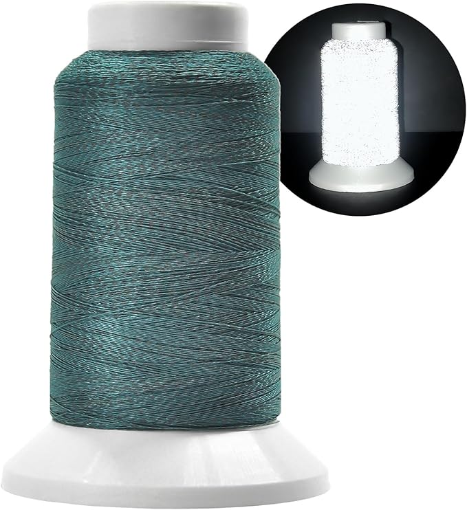 Reflective Embroidery Thread,Embroidery Machine Thread in Teal,Single Reel of 1000M(1093Y),Polyester Embroidery Thread for Embroidery