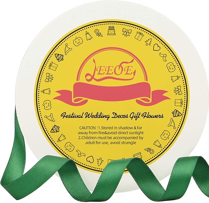 Double Face Forest Green Satin Ribbon 1/2 inch X 50 Yards Polyester Forest Green Ribbon for Gift Wrapping Very Suitable for Weddings Party Invitation Decorations and More