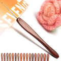 SEVENSUN Mimosa 1.0mm Single Crochet Hook, Available in 0.6mm-6.5mm, Ergonomic Hand Polished Stainless Steel Inline Pointy Wood Handle Crochet Hook for Arthritic Hands, Mother's Day Gifts for Mom