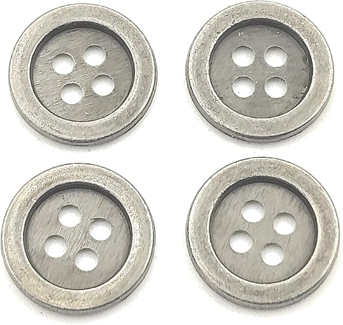 24pcs Metal Buttons Vintage Style Round Buttons 4 Holes Bulk for Clothing DIY Crafts Handmade Buttons Scrapbooking Sewing Decorations 18mm (Antique Silver)
