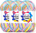 Velvet Chenille Yarn for Crocheting Pastel Rainbow Velvet Fluffy Plush Thick Bulky Chunky Chenille Velvet Soft Baby Blanket Yarn for Crocheting Hand Knitting 3 * 100g-Pastel Rainbow