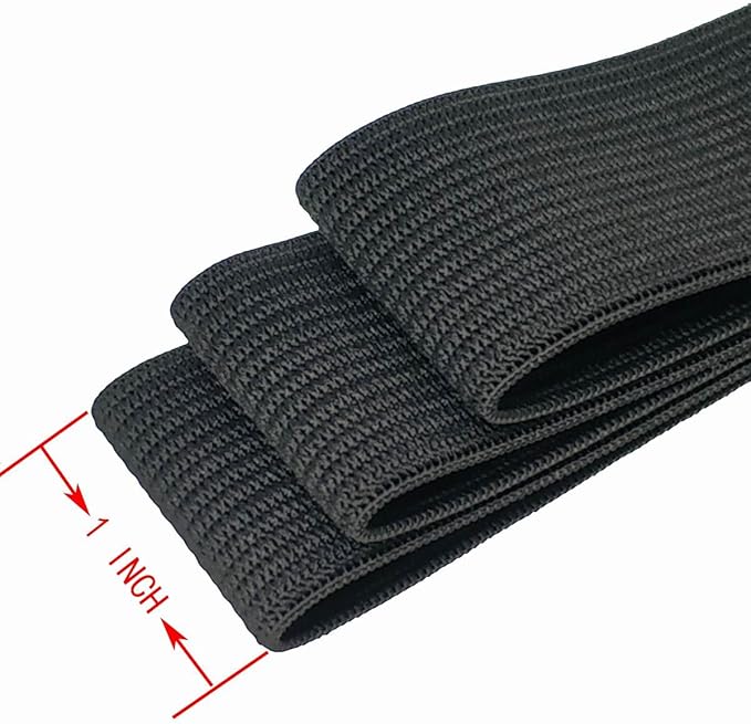 1 Inch Knit Elastic Spool Black Heavy Stretch High Elasticity Knit Elastic Band 10 Yards