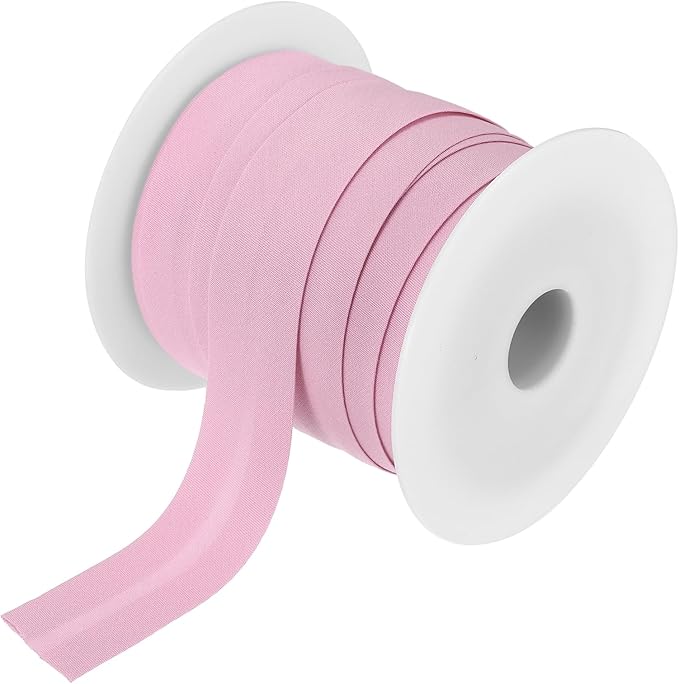 MECCANIXITY 1 Inch Single Fold Bias Tape Cotton Continuous Bulk Bias Tape for Sewing,Seaming Quilting Hemming Binding Crafts (Pink 25 Yards)