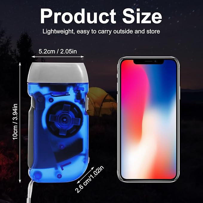 Treela 36 Pcs Hand Crank Flashlights Operation Christmas Bulk Items Squeeze Flashlight No Battery Required Torchlight 3 Powered Charging for Emergency(Blue)