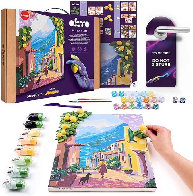 OKTO Art Kit Lemon Weekend | Arts & Crafts DIY Painting with Modeling Claу | Claу Kit for Painting | Painting Kits for Adults for Home Decoration Clay for Adults