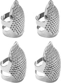 ZESION 4Pcs Sewing Thimbles, Adjustable Metal Thimbles for Hand Sewing Finger Protector, Quilting Craft Accessories for Knitting Needlework DIY Tools, Silver(2 Sizes, S/M)