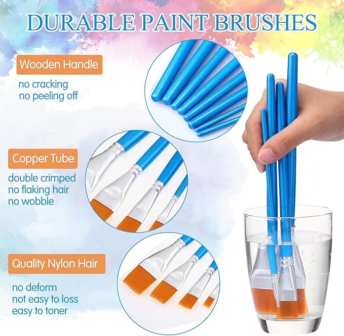 Crtiin 60 Pcs Operation Christmas Bulk Items Paint Brush for Acrylic Painting Paintbrushes Bulk Artist Brush for Detail Watercolor Oil Art(Blue,Multiple Sizes)