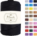 Maxee Premium Polyester Macrame Cord 3 mm × 218 yd,3mm 100% Polypropylene Macrame Cord,Ideal for Crochet, Wall Hangers, Bags, Rugs & DIY Crafts（Black）