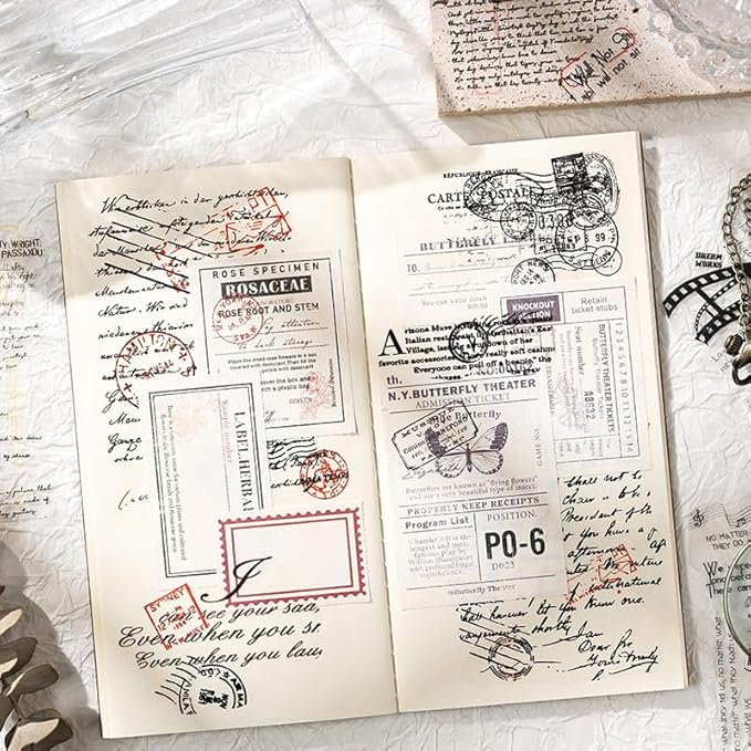 Alideco 120pcs Scrapbook Stickers Vintage English Text Scrapbooking Junk Journal Crafts Embelishment Decoration Stickers (jiuyingyumeng)