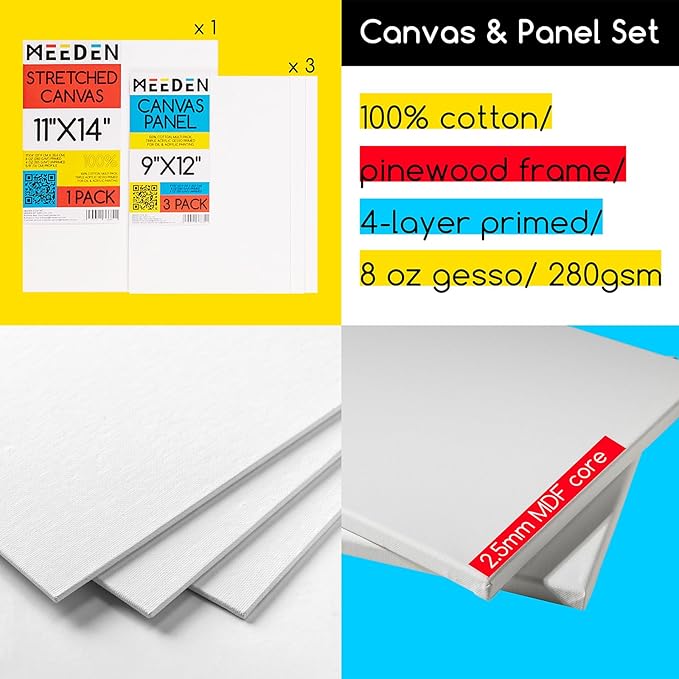 MEEDEN Acrylic Paint Set - 35 PCS Painting Kits for Adults with Tabletop Sketch Box Easel, Paint Brushes, Heavy Body Acrylic Paints, Canvas & Accessories - Premium Art Supplies for Beginners & Artists