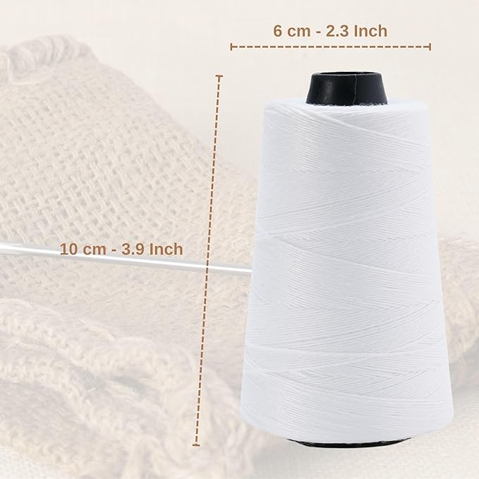 2200 ft Roll Thread Cones for Heavy Duty Bag Sewing Closer - Portable Electric Bag Sewing Machines Compatible High Strength Single-Ply Thread Set - Nylon, Bracelet Making, Burlap, Bag Closing