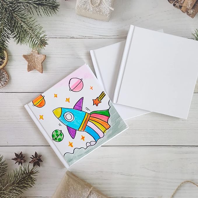 12 Pack White Hardcover Blank Book 5x5 inch, Hardcover Blank Book for Students to Write Stories, Hardcover Sketchbooks Journal（White, 22 Sheets/ 44 Pages Each Notebook）