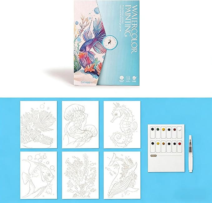 Thickened Watercolor Coloring Drawing Card Handmade Gift Nature Ocean Beginner Painting Supplies
