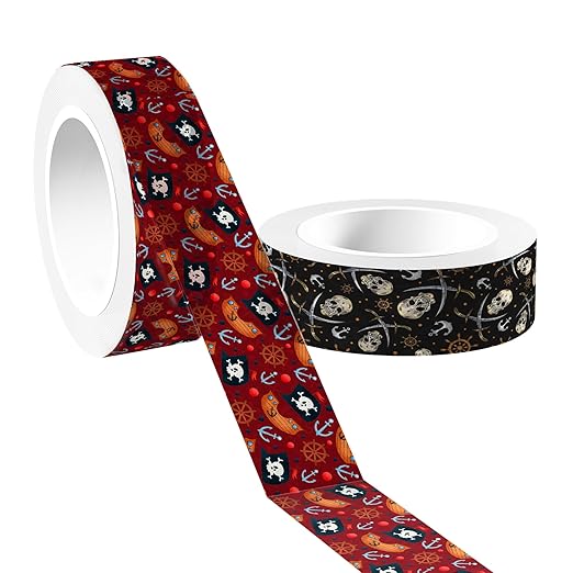 12 Pcs Pirate Washi Tape Pirate Masking Tape Decorations Vintage Nautical Decorative Paper Sticker for Journals, Planners, DIY Craft Gift Wrapping Handbook Stickers
