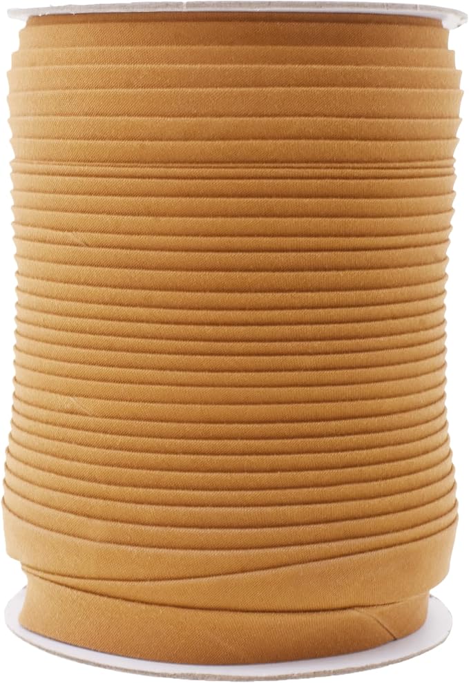 Mandala Crafts 55 Yards 1/2 Inch Camel Double Fold Bias Tape for Sewing - Bias Binding Tape for Quilting Binding, Hemming, Seam, and Fabric Piping