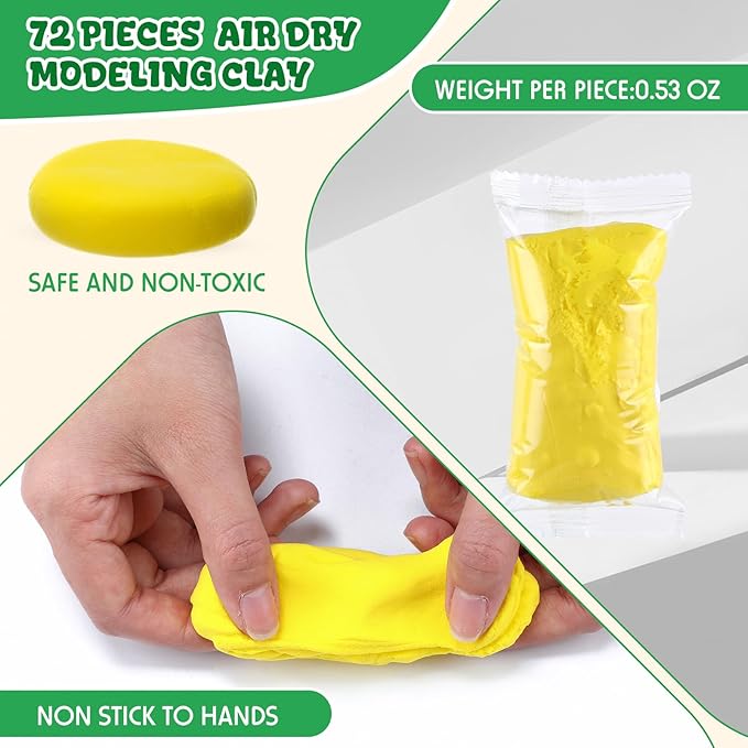 72 Pcs 38oz Air Dry Clay Bulk Modeling Ultra Lightweight Foam Modeling Clay for Kids Adults DIY Set Party Crafts Gifts and School Project Supplies (St. Patrick's Day Color)