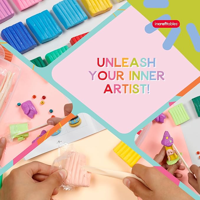 Incraftables Polymer Clay Kit – 24-Color Non-Toxic Oven-Bake Clay Set with Tools, Cutters, Molds, Jump Rings & Keychain Rings for Jewelry, Miniatures & Sculpting – Ideal for Kids & Adults
