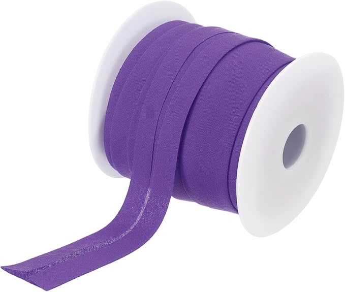 MECCANIXITY 1 Inch Single Fold Bias Tape Polyester Continuous Bulk Bias Tape for Sewing, Seaming Quilting Hemming Binding Crafts (Purple 25 Yards)