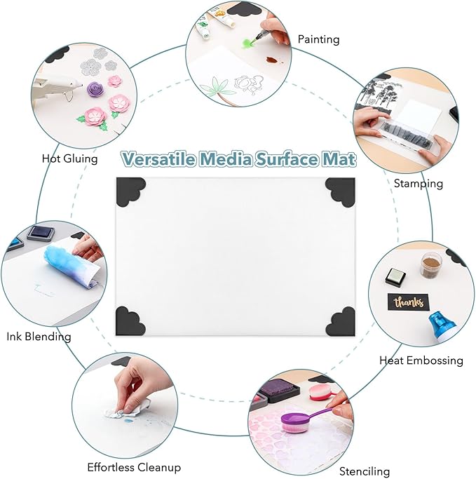 BAOFALI 5Pcs/Set Non-Stick Craft Mat; Heat Resistant Media Surface Mat with Weighted Reinforced Corners for All Stamping, Ink Blending, Stenciling Scrapbooking Craft Projects (15.75x10.24inch)