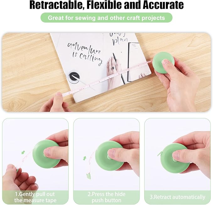 Tape Measure Body Measuring Tape, Retractable 60 Inch Soft Mini Measuring Tape, Small Sewing Fabric Tape Ruler for Cloth Waist Medical Nursing Craft(12 Pack)
