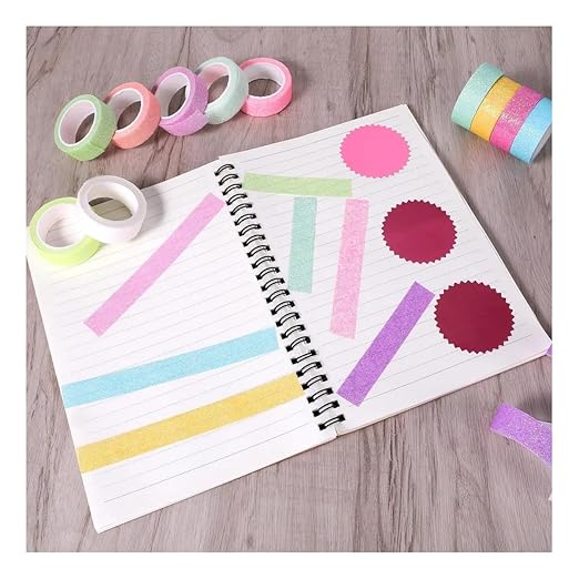 12 Rolls Glitter Washi Tape Set Christmas Washi Masking Tape Decorative Adhesive Tape for Scrapbooking DIY Crafts Crafters Embellished Journals Planners Cards Gift Wrapping Ribbons Wedding (B)