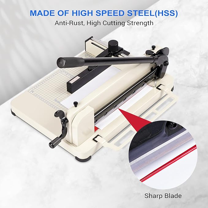 Heavy Duty Paper Cutter,12 inch Guillotine Paper Cutter,Guillotine Paper Cutters and Trimmers Cards Leather with Metal Base for Office Home School (White, a4)