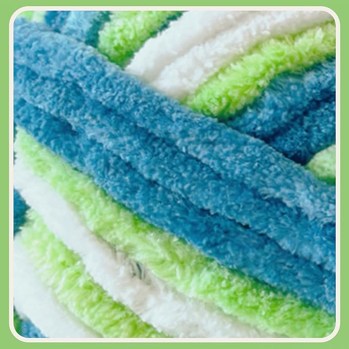 Soft Velvet Yarn Chenille Yarn for Crocheting and Knitting – Bulky (93 Yards/100g) - Polyester - Yarn for Blanket Amigurumi Weaving Crafts (Ocean Breeze, 1 Pack)