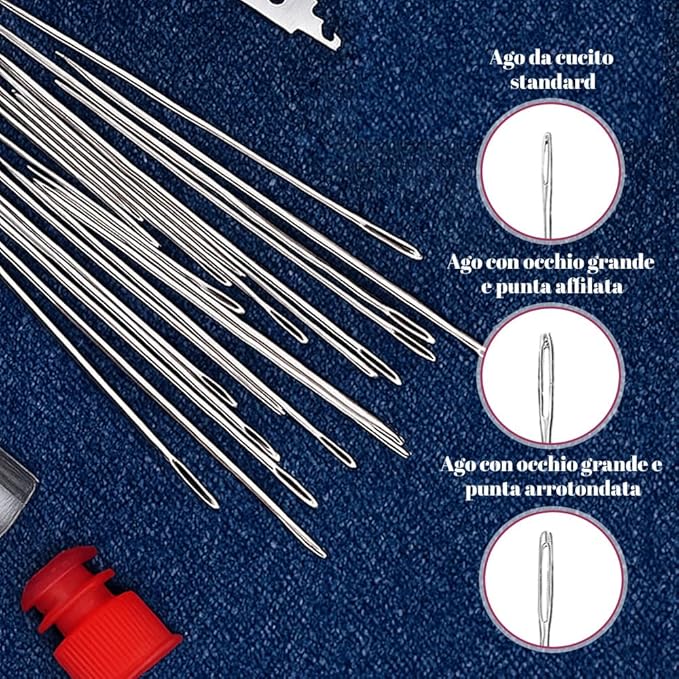 37PCS Sewing Tool Set, Upgrade Stainless Steel Needles for Hand Sewing Kit, Big Eye Steel Sewing Needles Kit, Portable DIY Hand Made Craft Set for Handcraft Lovers (34Pcs)