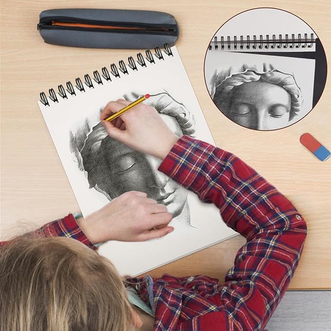 TKOOFN 5.5" x 8.5" Sketch Book, Pack of 5, 300 Sheet Top Spiral Bound Premium Sketchbook Drawing Pads(68lb/100gsm), Acid-Free Painting Paper for Adults Kids Artists Beginners